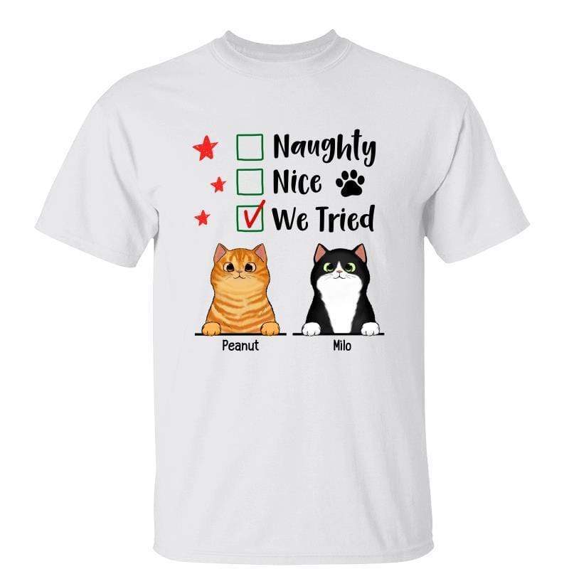 Naughty Nice I Tried Cats Personalized Shirt