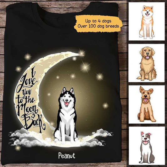 Love Dog To The Moon & Back Sitting Dog Personalized Shirt