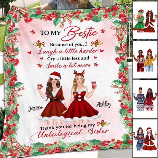 Christmas Besties Personalized Fleece Blanket