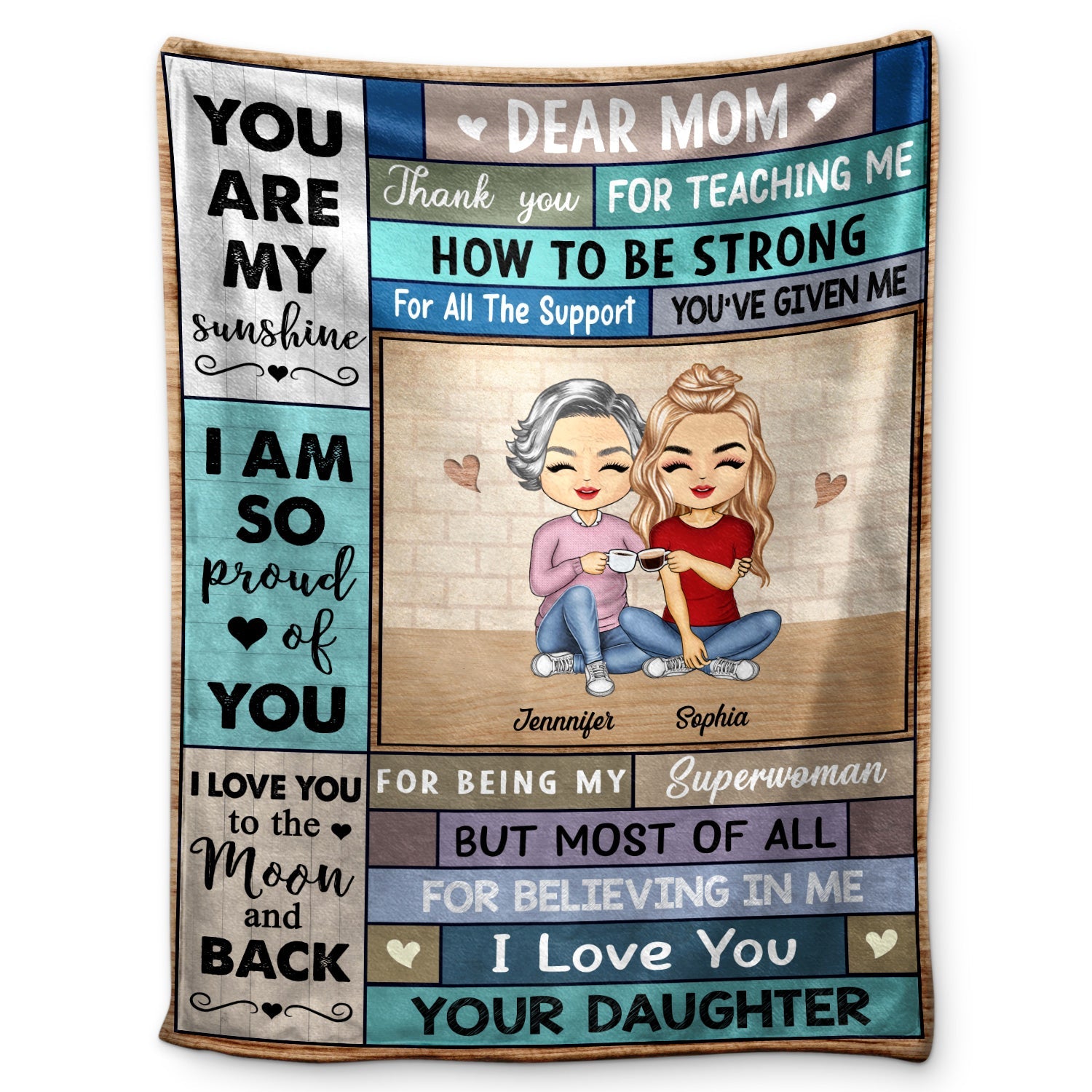 Dear Mom Thank You For Teaching Me How To Be Strong - 母へのギフト - パーソナライズされたカスタムフリースブランケット