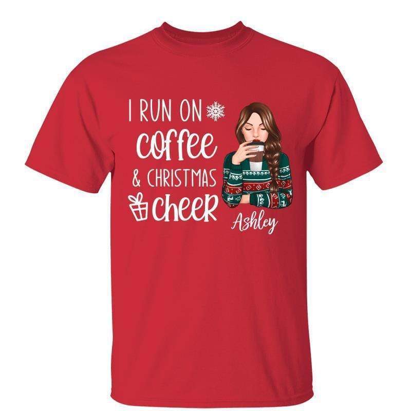Run On Coffee &amp; Christmas Cheer パーソナライズドシャツ