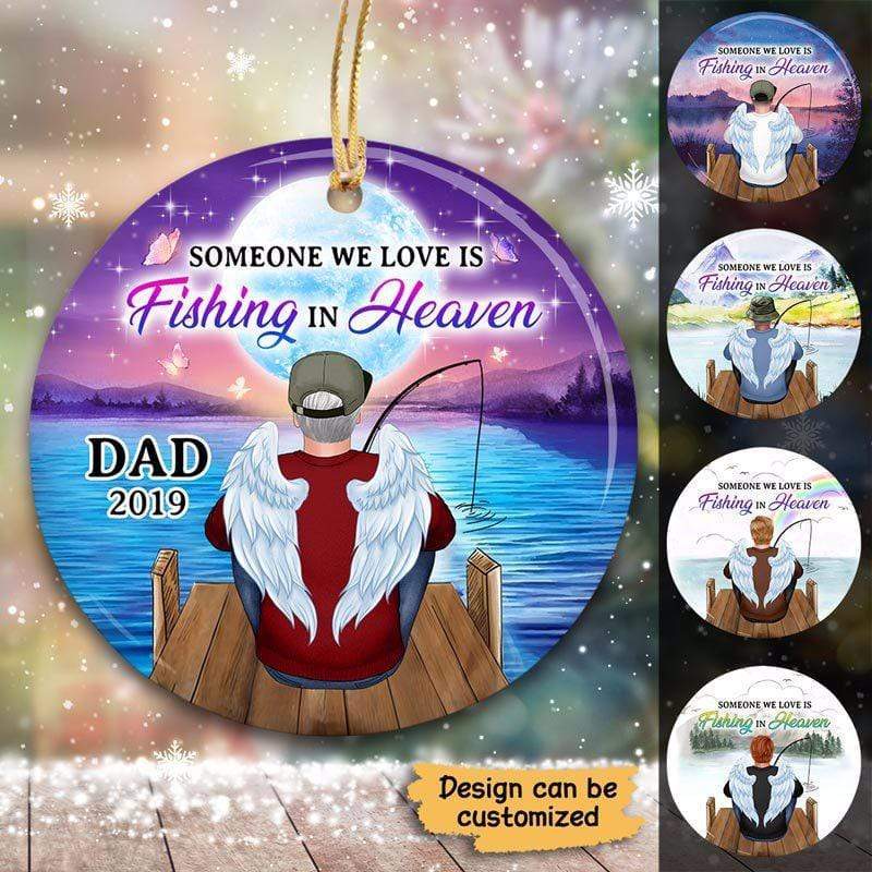 Someone We Love Fishing In Heaven Personalized Circle Ornament