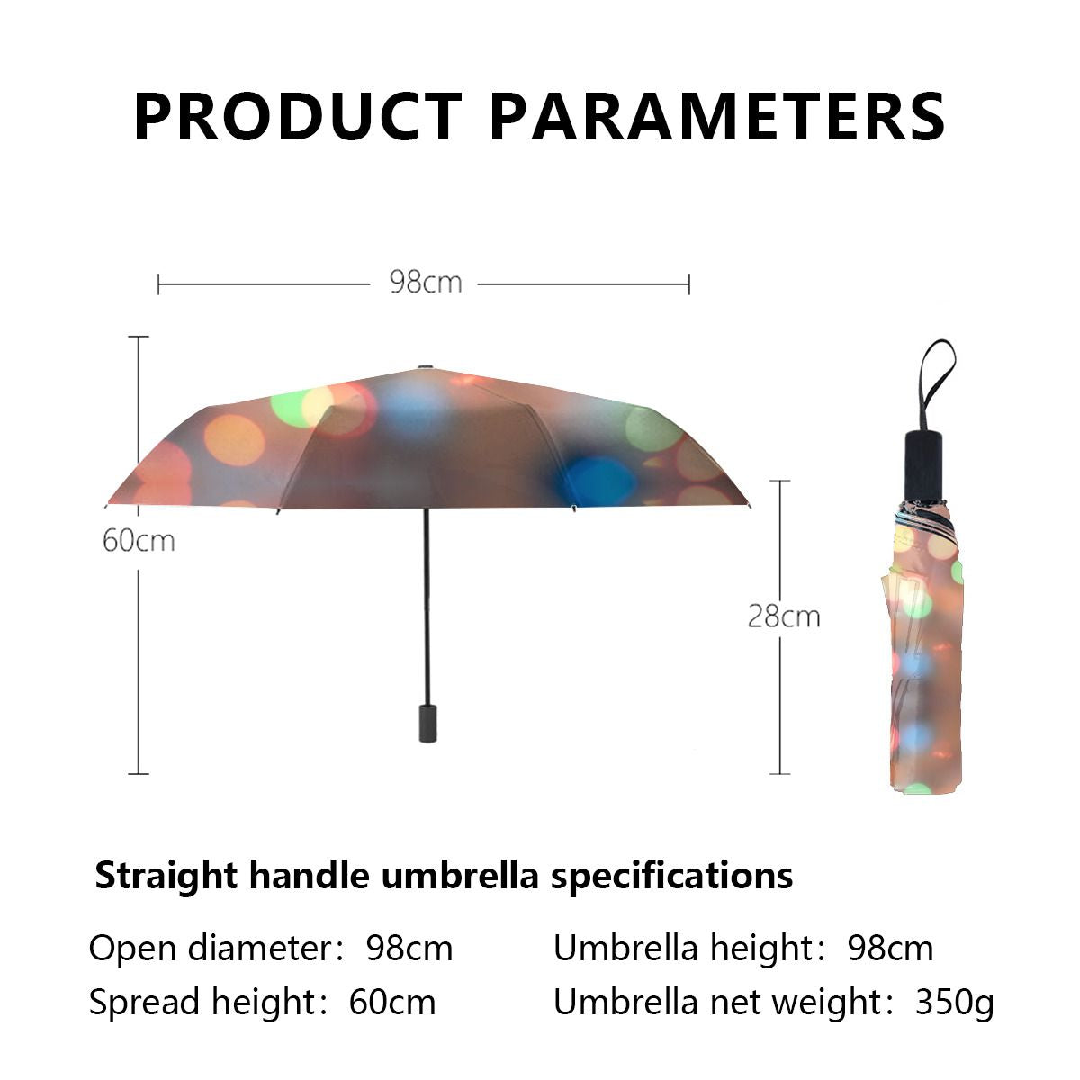 Colorful Pastel Round Circles Out Of Focus Bokeh Brushed Polyester Umbrella No.663BIB