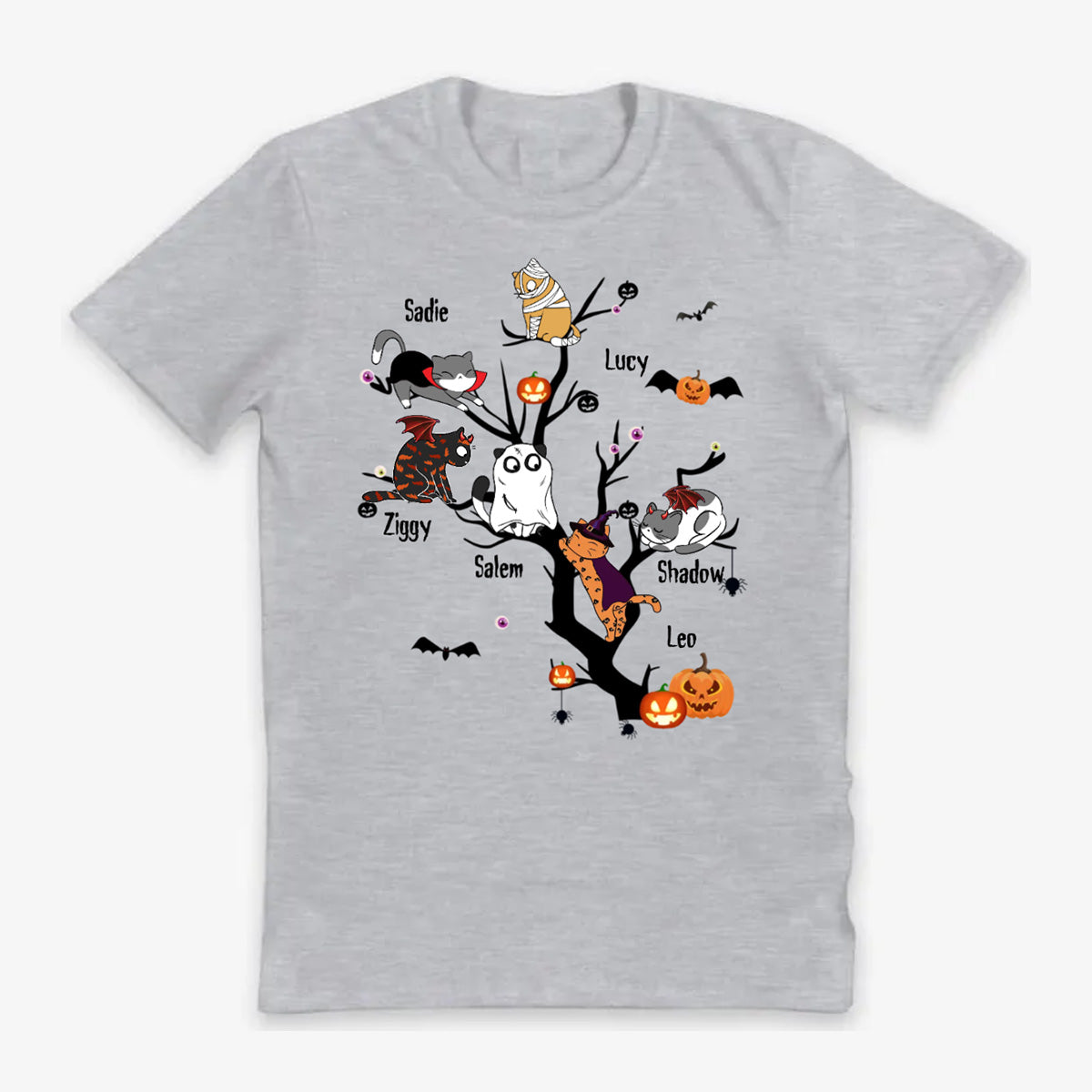 木の上に座っているハロウィーンの猫 パーソナライズされたシャツ