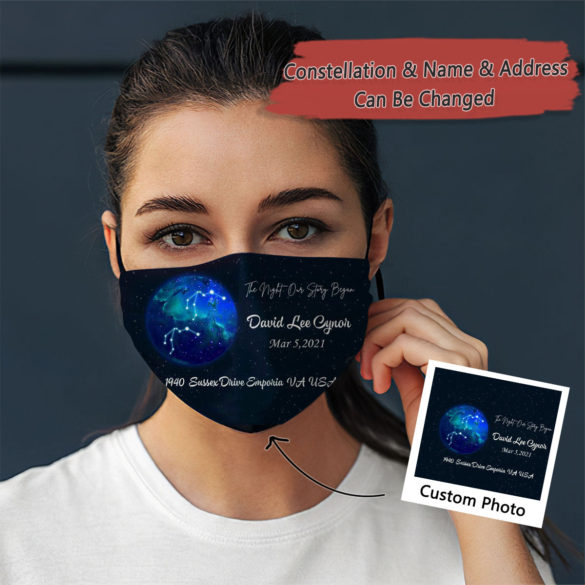 Constellations, The Night Our Story Began Personalized Face Mask