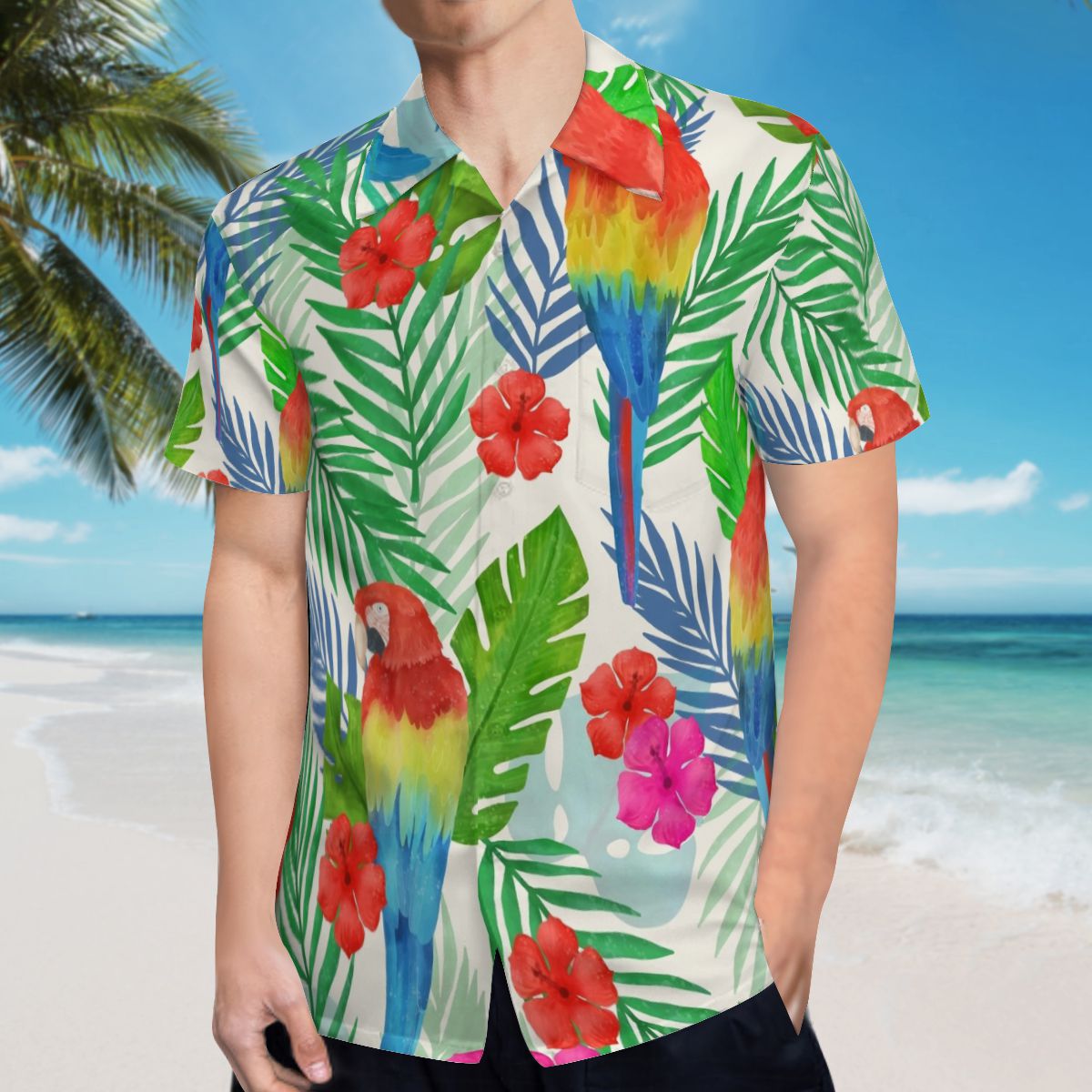 Tropical Leaves Parrot Hawaiian Shirts No.6DL2EJ