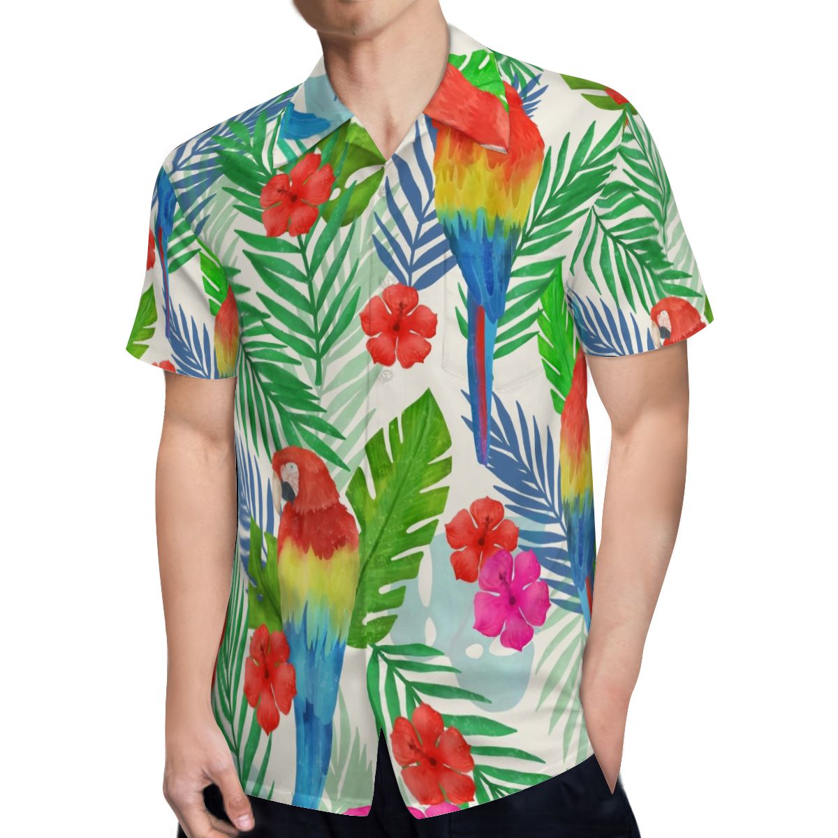 Tropical Leaves Parrot Hawaiian Shirts No.6DL2EJ