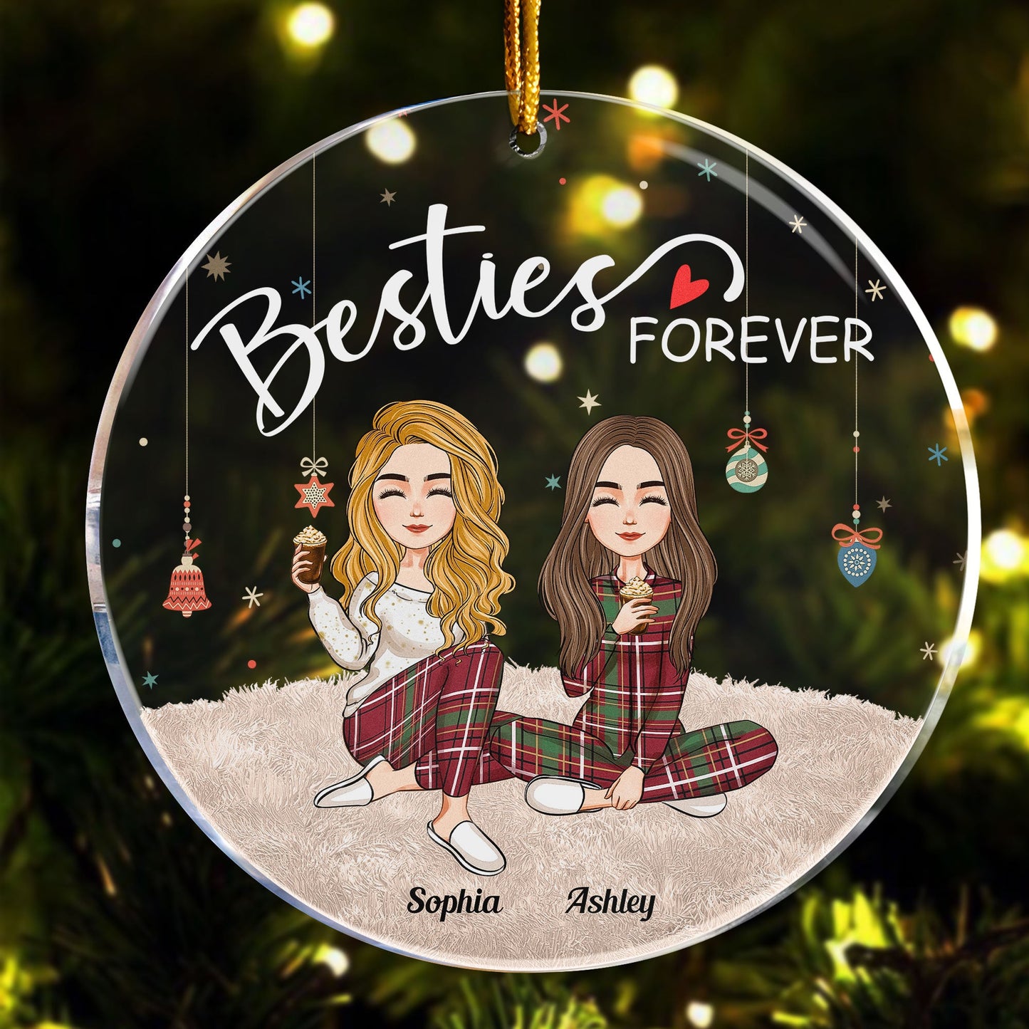 Besties Forever - Personalized Acrylic Circle Ornaments - Christmas, New Year Gift For Sistas, Sister, Besties, Best Friends, Soul Sisters