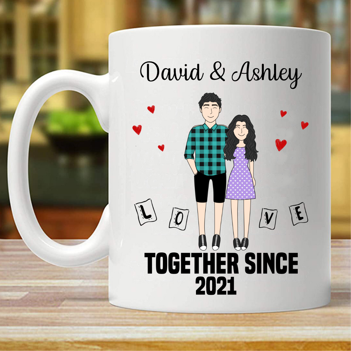 Doodle Couple Together Since Wedding Gift Personalized Mug (Double-sided Printing)