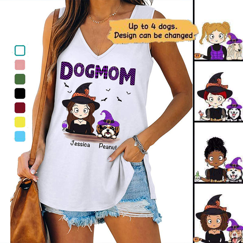 Halloween Dog Mom Chibi Witch Personalized Tank Top