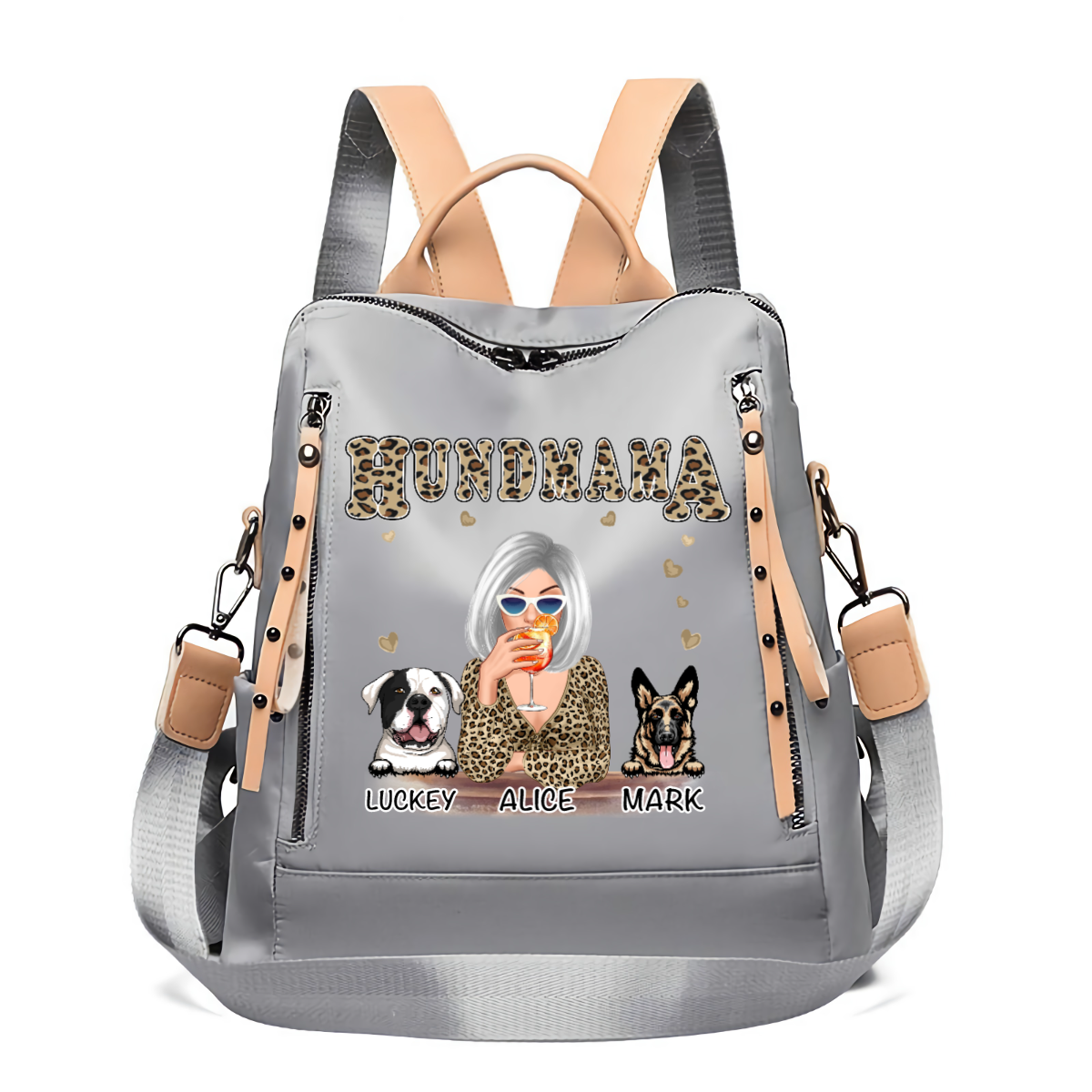 Leopard Hund Mama Personalisiert Rucksack