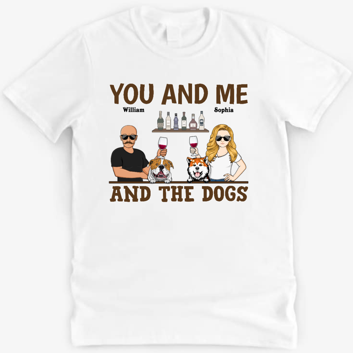 You &amp; Me And The Dogs カップル 夫 妻 - 犬愛好家へのギフト - パーソナライズされたカスタムシャツ