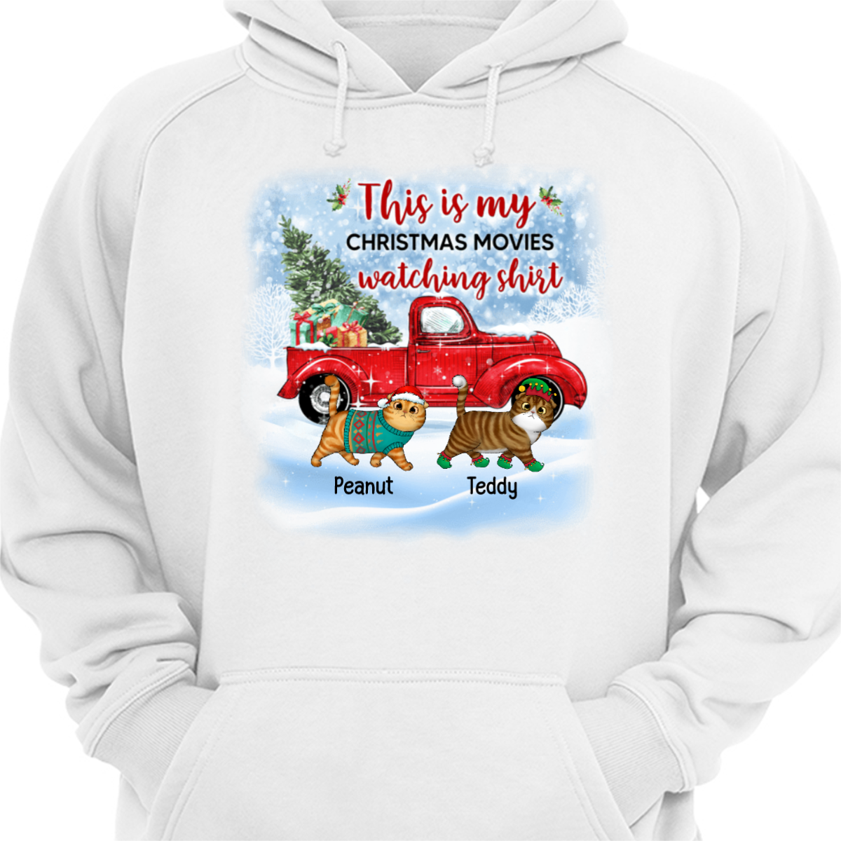 My Christmas Movie Watching Shirt Fluffy Cats Personalized Hoodie Sweatshirt