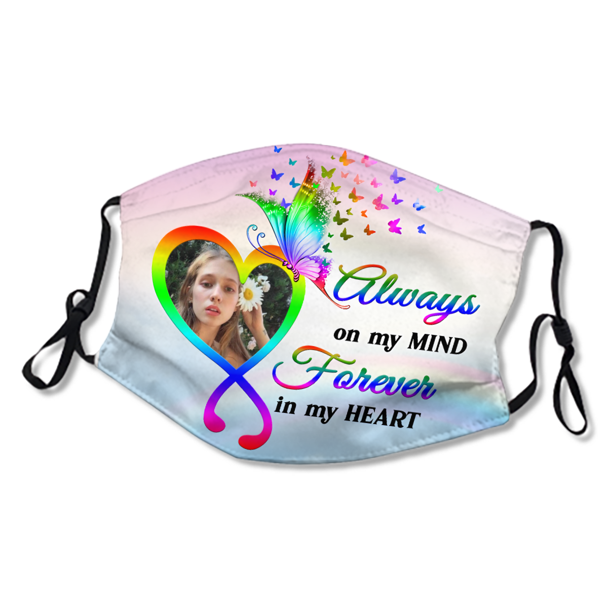 Forever In My Heart Photo Memorial Personalized Masks