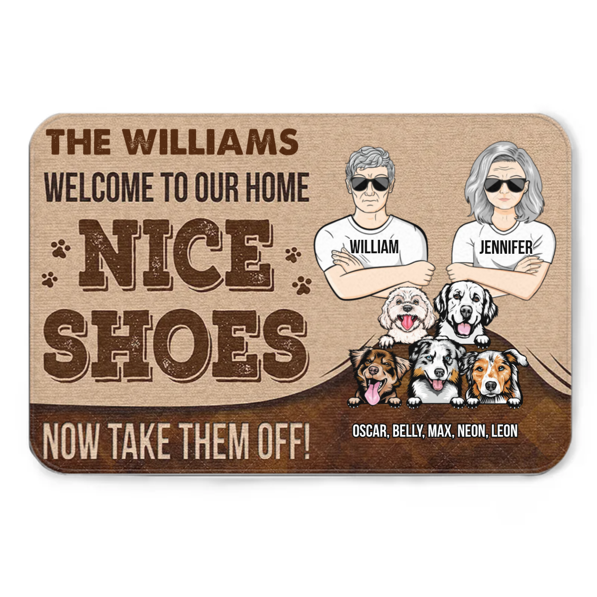 Couple Welcome Nice Shoes Now Take Them Off - Gift For Dog Lover - Personalized Custom Doormat