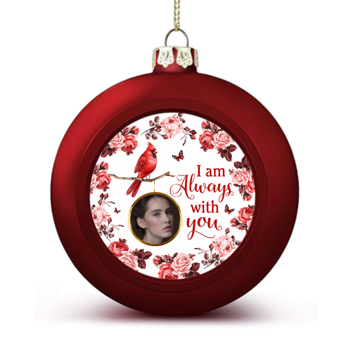 Photo Frame Memory Cardinal Cardinal Floral Frame Memorial Photo Personalized Ball Ornaments – YeCustom