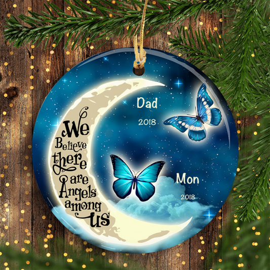 Moon And Butterflies Custom Ornaments