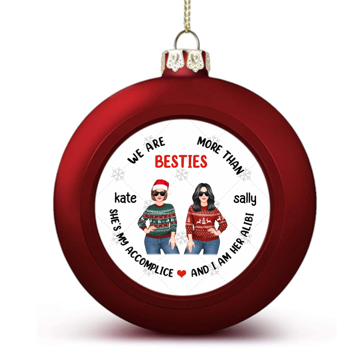 Christmas Posing Women Besties Ball Ornaments