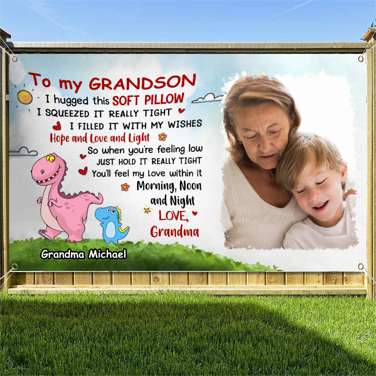 Mom Grandma Granddaughter Grandson Dinosaur Personalized Banner