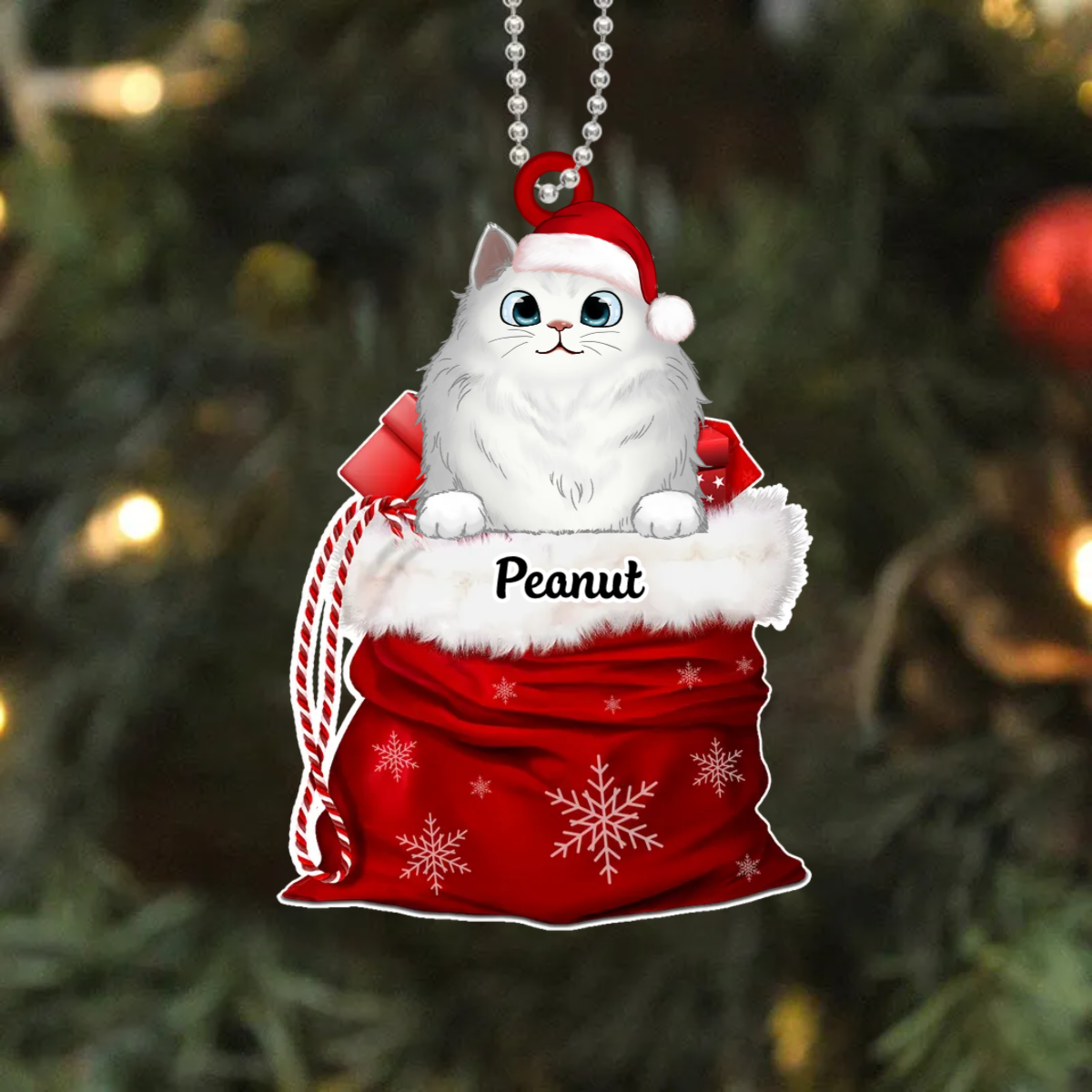 Peeking Cats In Christmas Gift Basket Personalized Metal Ornament