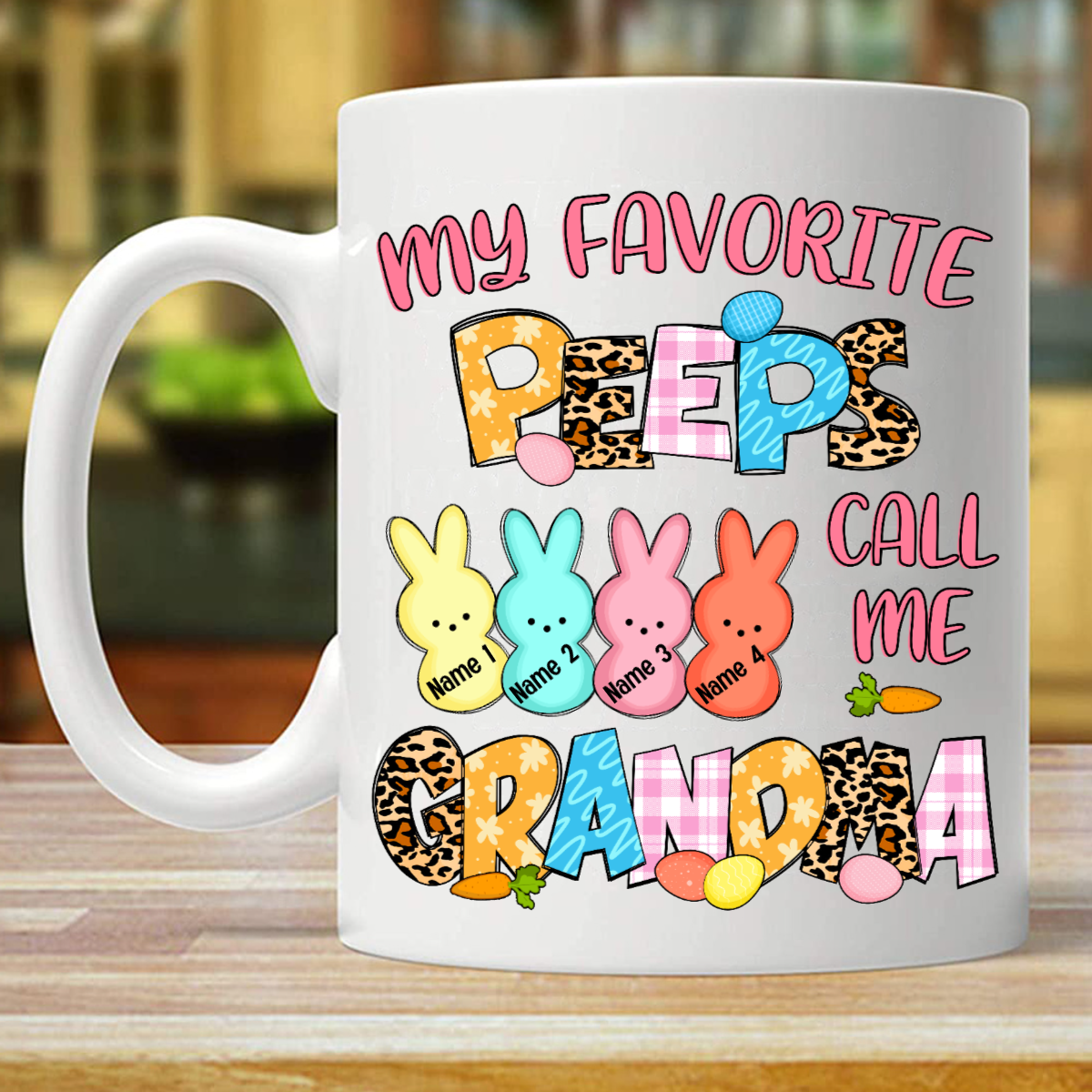 Personalized Mom Grandma Easter Peeps Mug (Double-sided Printing)