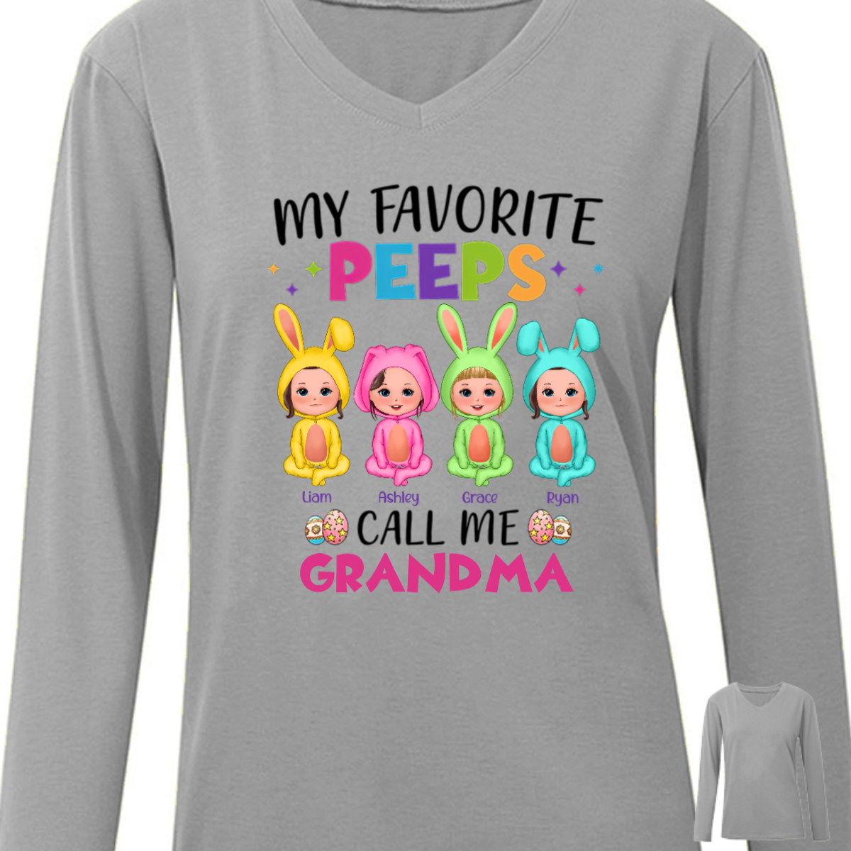 Favorite Peeps Call Me Grandma Doll Kids Easter Personalized Long Sleeve Shirt