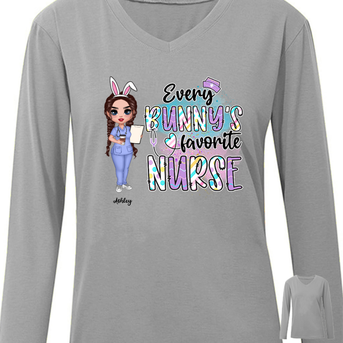 Every Bunny‘s Favorite Nurse Easter Gift For Nurses Personalized Long Sleeve Shirt