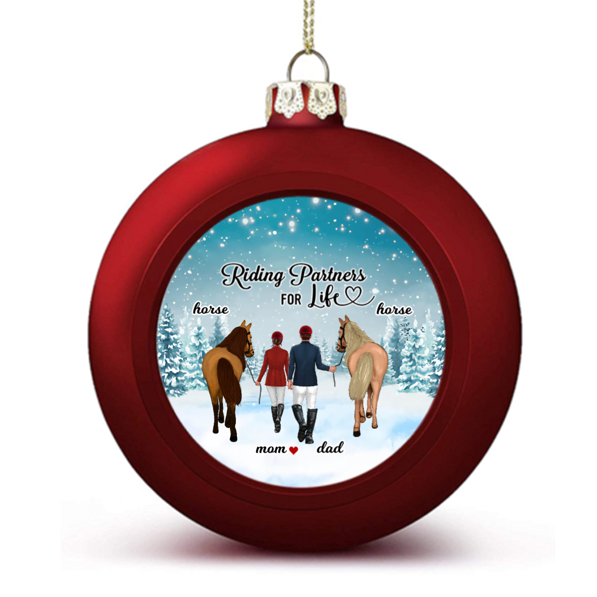 Horse Riding Partners Ball Ornaments