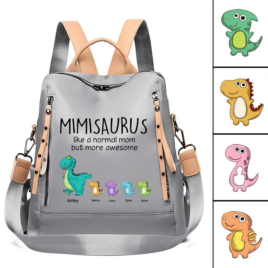 Grandmasaurus And Kids Personalized Backpack