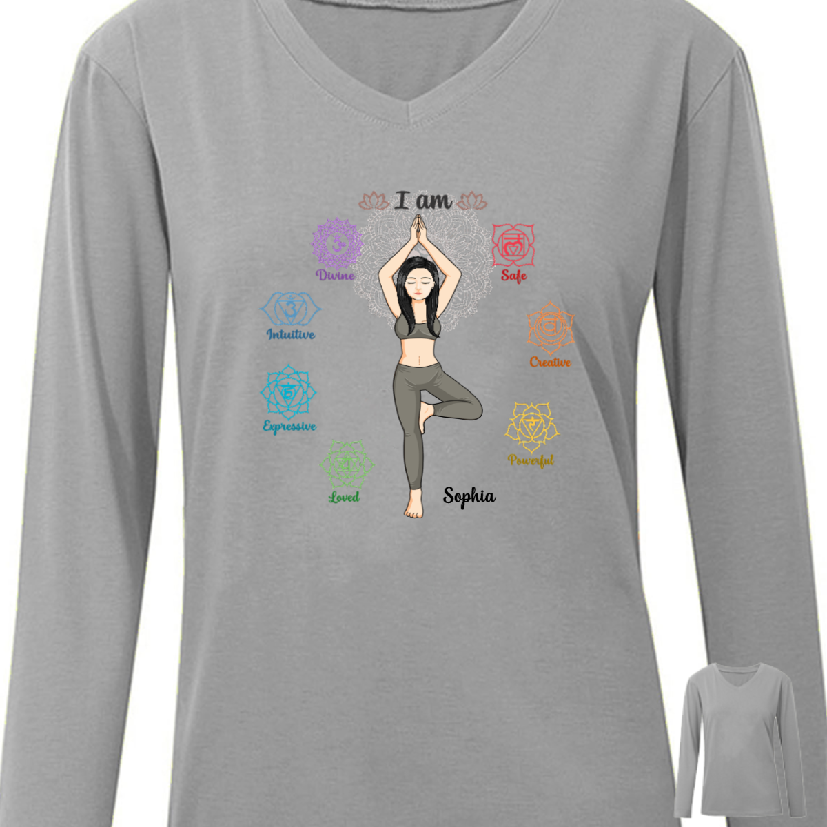 I Am Divine Intuitive Expressive Loved - Gift For Yoga Lovers - Personalized Custom Long Sleeve Shirt