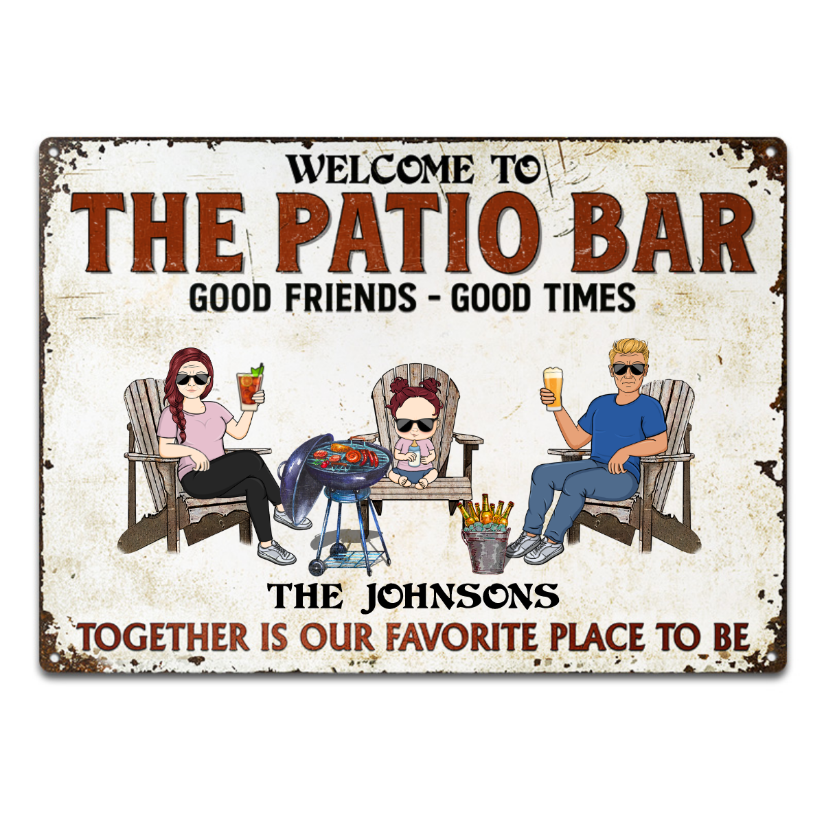 Patio Bar Together Is Our Favorite Place To Be Family - Backyard Sign - Personalized Custom Classic Metal Signs