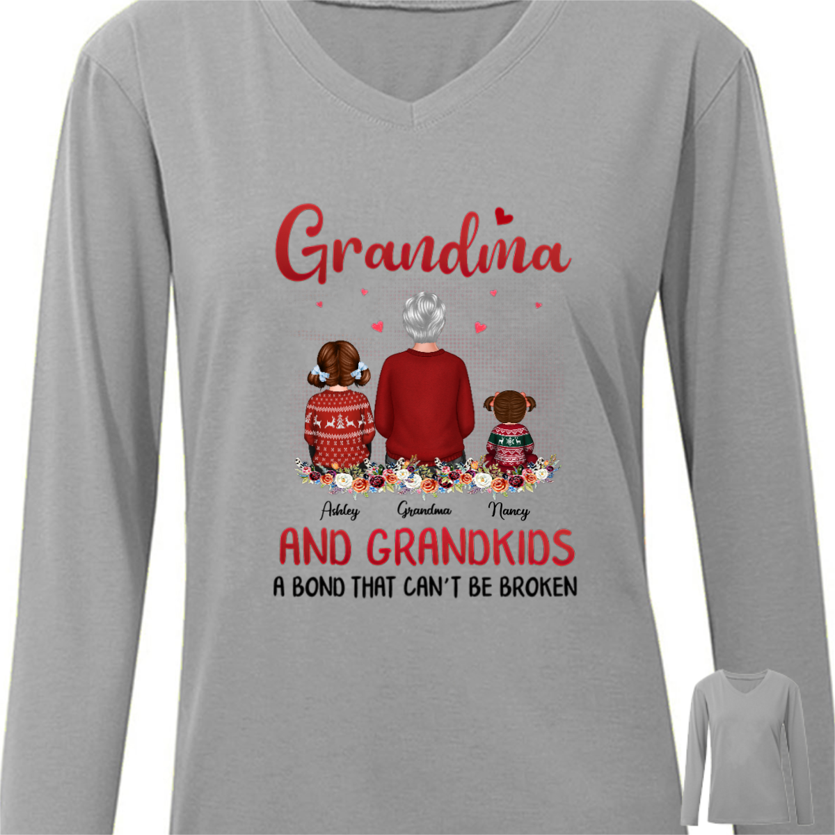Grandma Grandkids Bond Can‘t Be Broken Personalized Long Sleeve Shirt