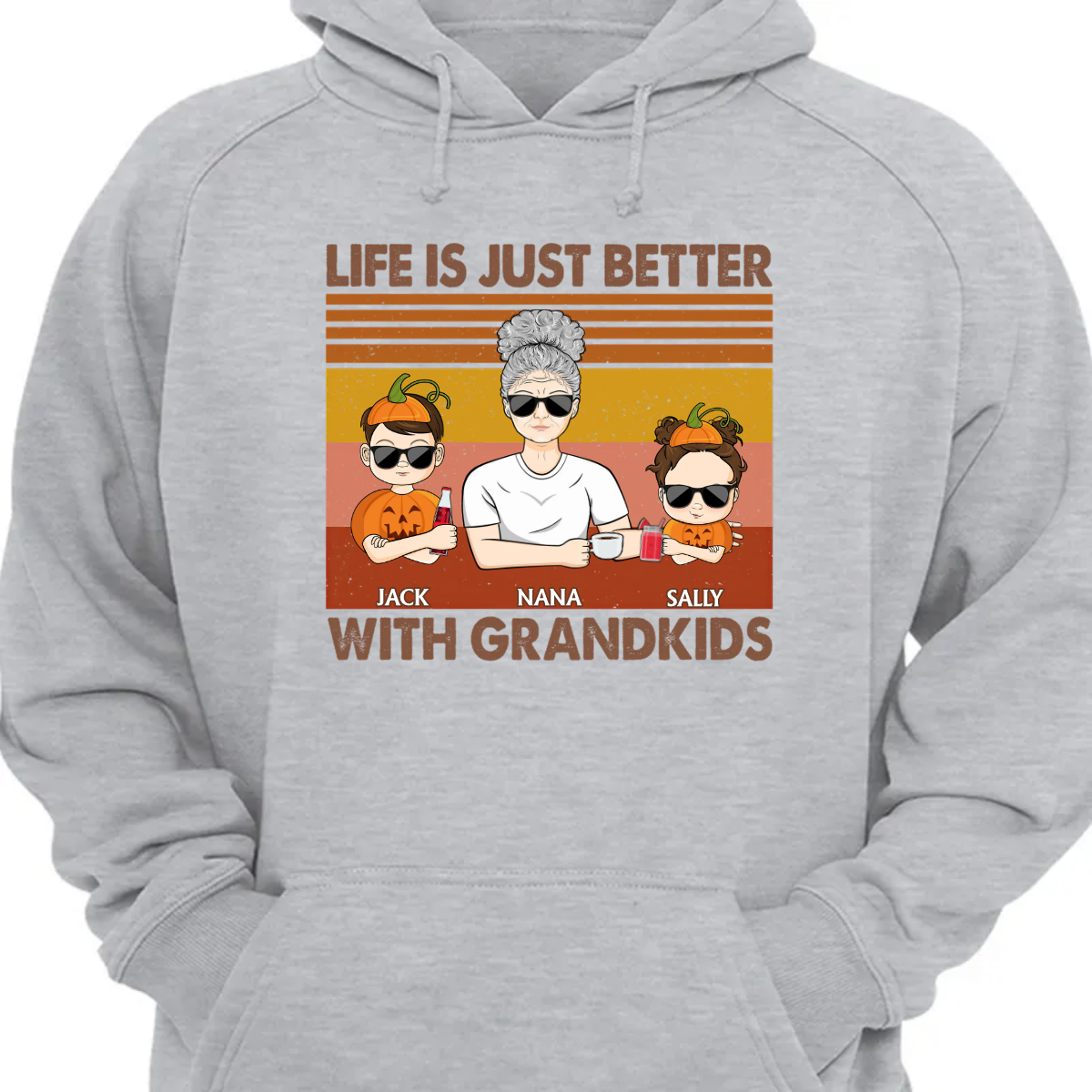 Life Is Better With Grandkids - おばあちゃんへのギフト - パーソナライズされたカスタム パーカー スウェットシャツ