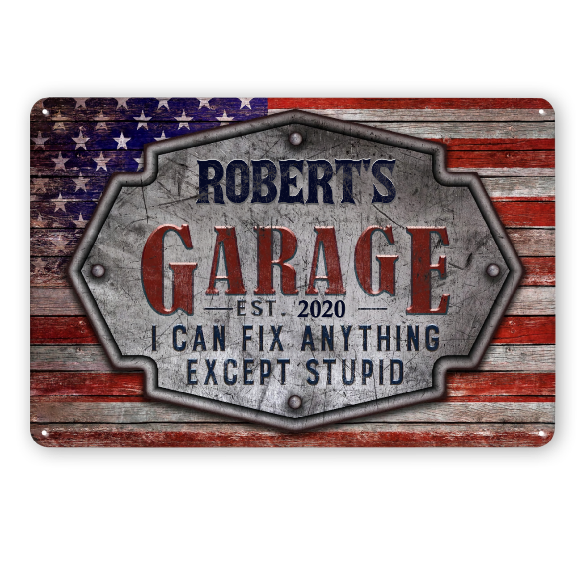 Garage Sign Vintage American Theme Personalized Metal Sign