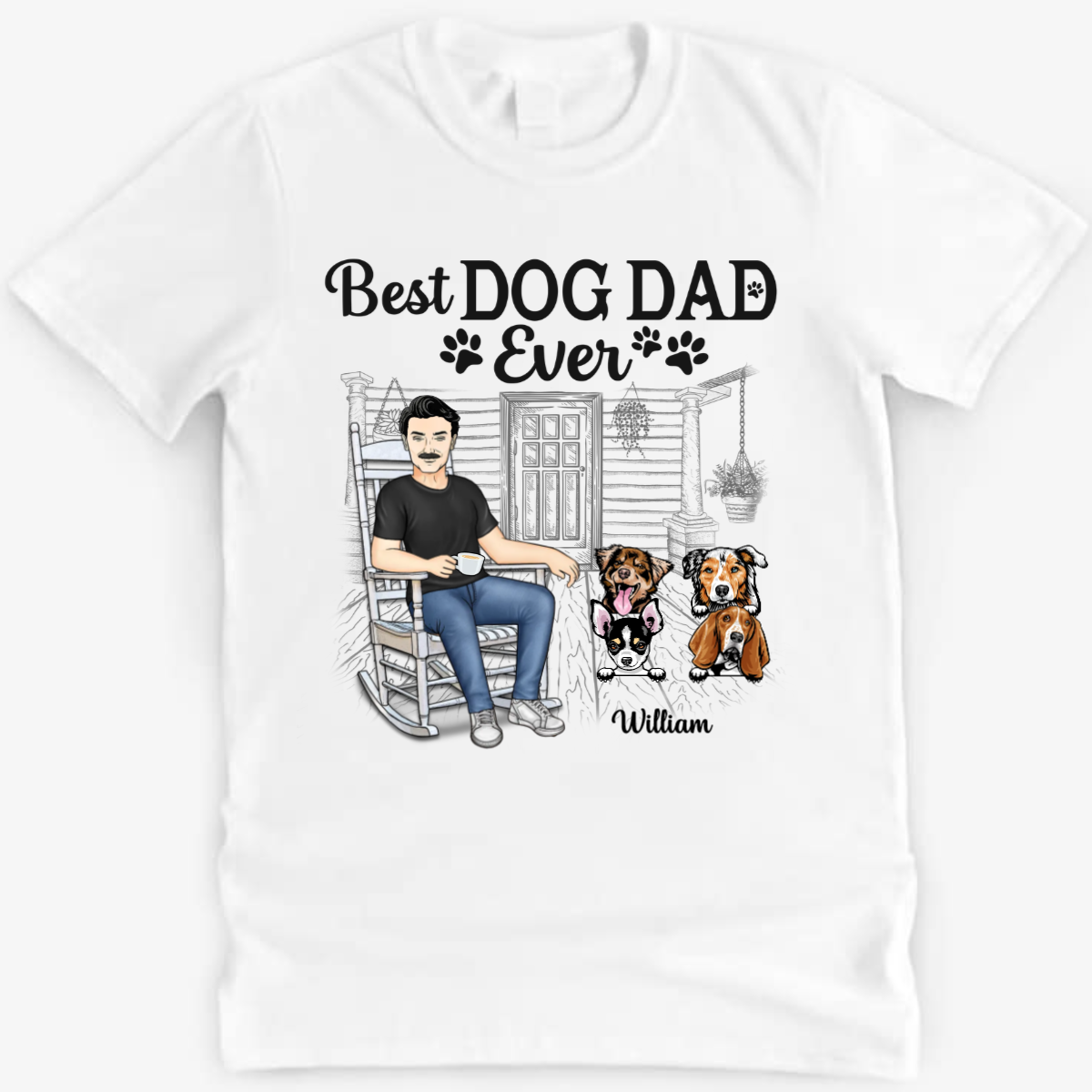 Best Dog Dad Ever - 父へのギフト - パーソナライズされたカスタム T シャツ