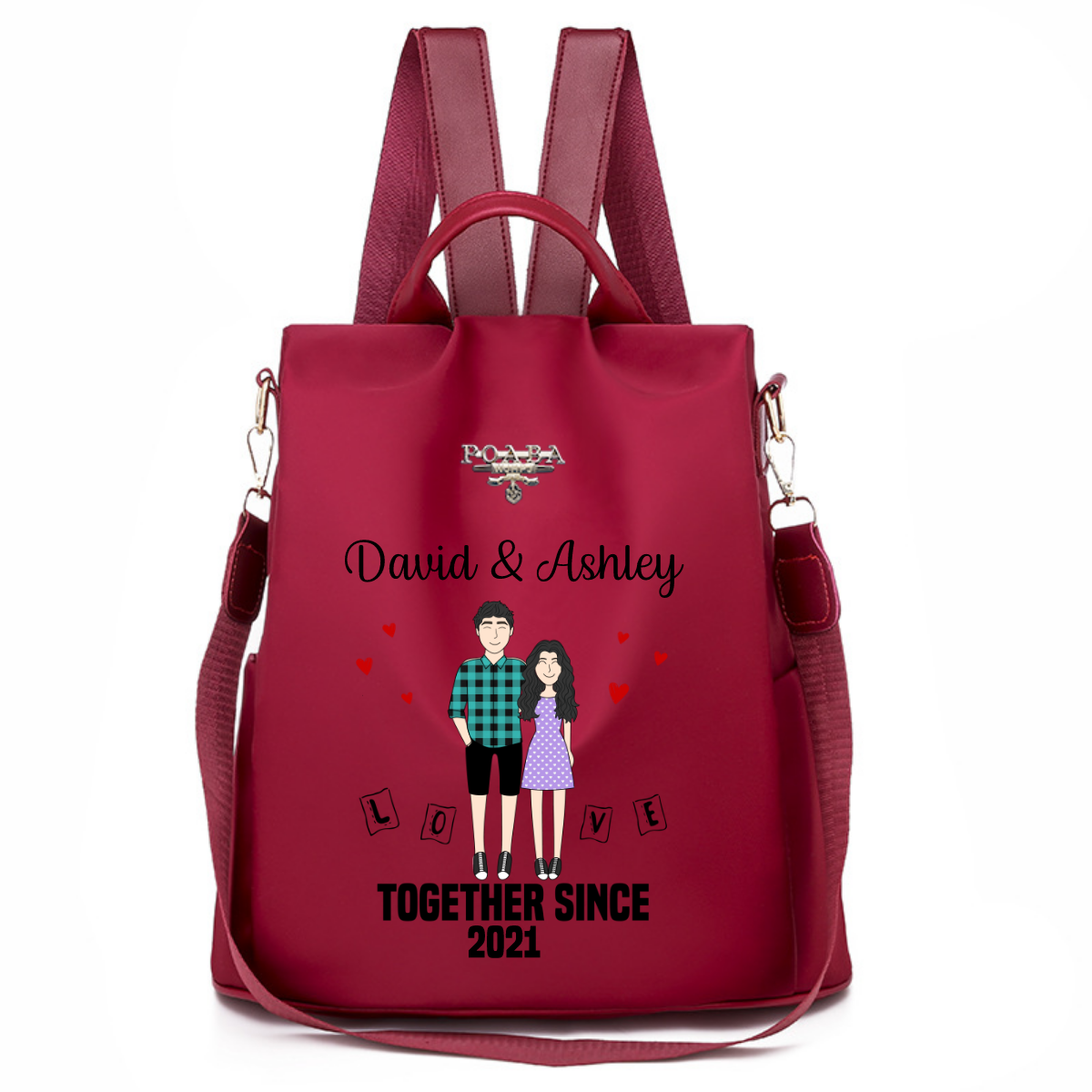 Doodle Couple Together Since Wedding Gift Personalized Backpack