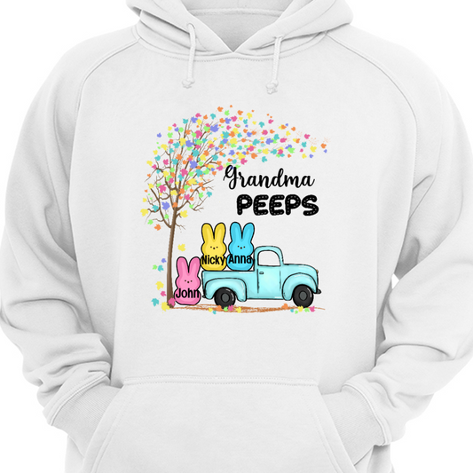 Personalized Mom Grandma Easter Peeps Truck Hoodie Sweatshirt