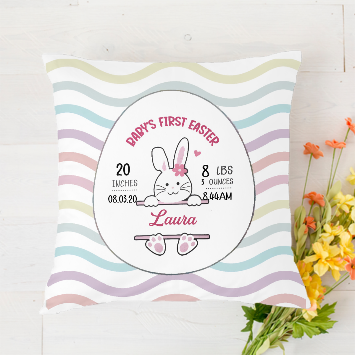 Personalized Baby First Easter Bunny Pillow