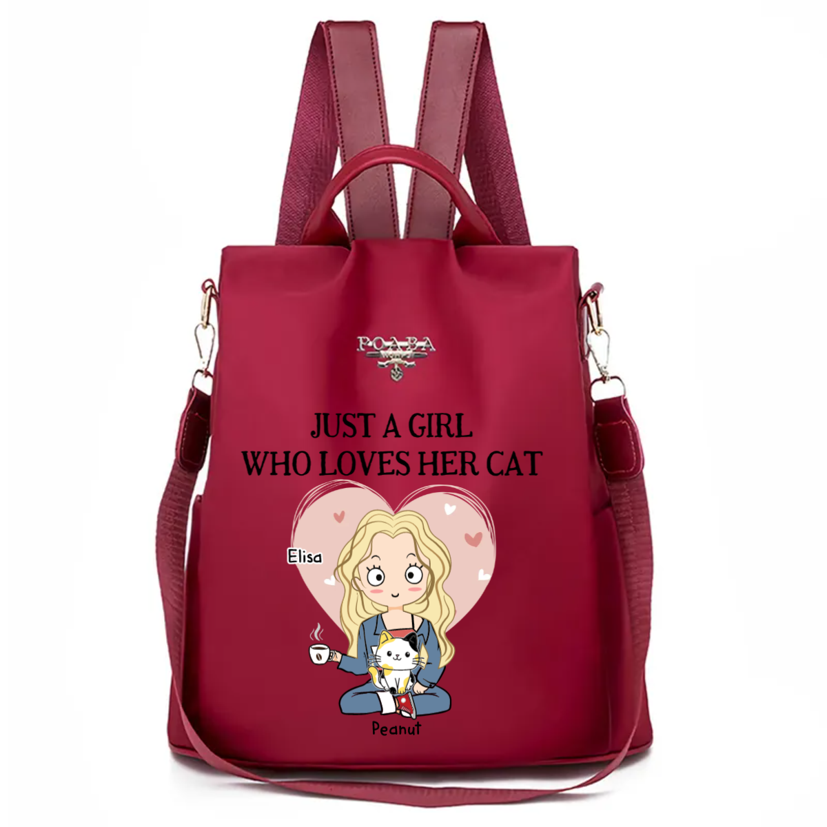 Just A Girl Who Loves Her Cat Personalized Backpack