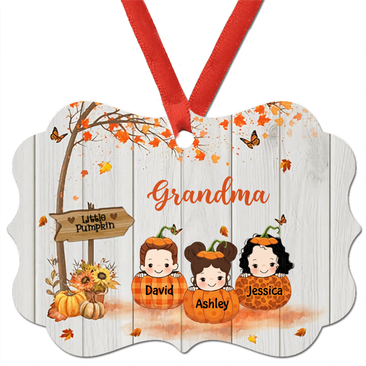 Fall Season Grandma Pumpkins Personalized Christmas Ornament