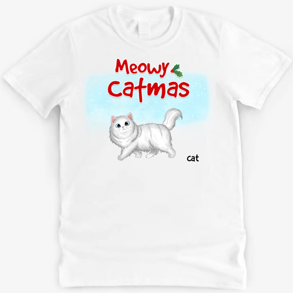 ウィンター ワンダーランド ウォーキング ふわふわ猫 クリスマス パーソナライズド ラグラン シャツ