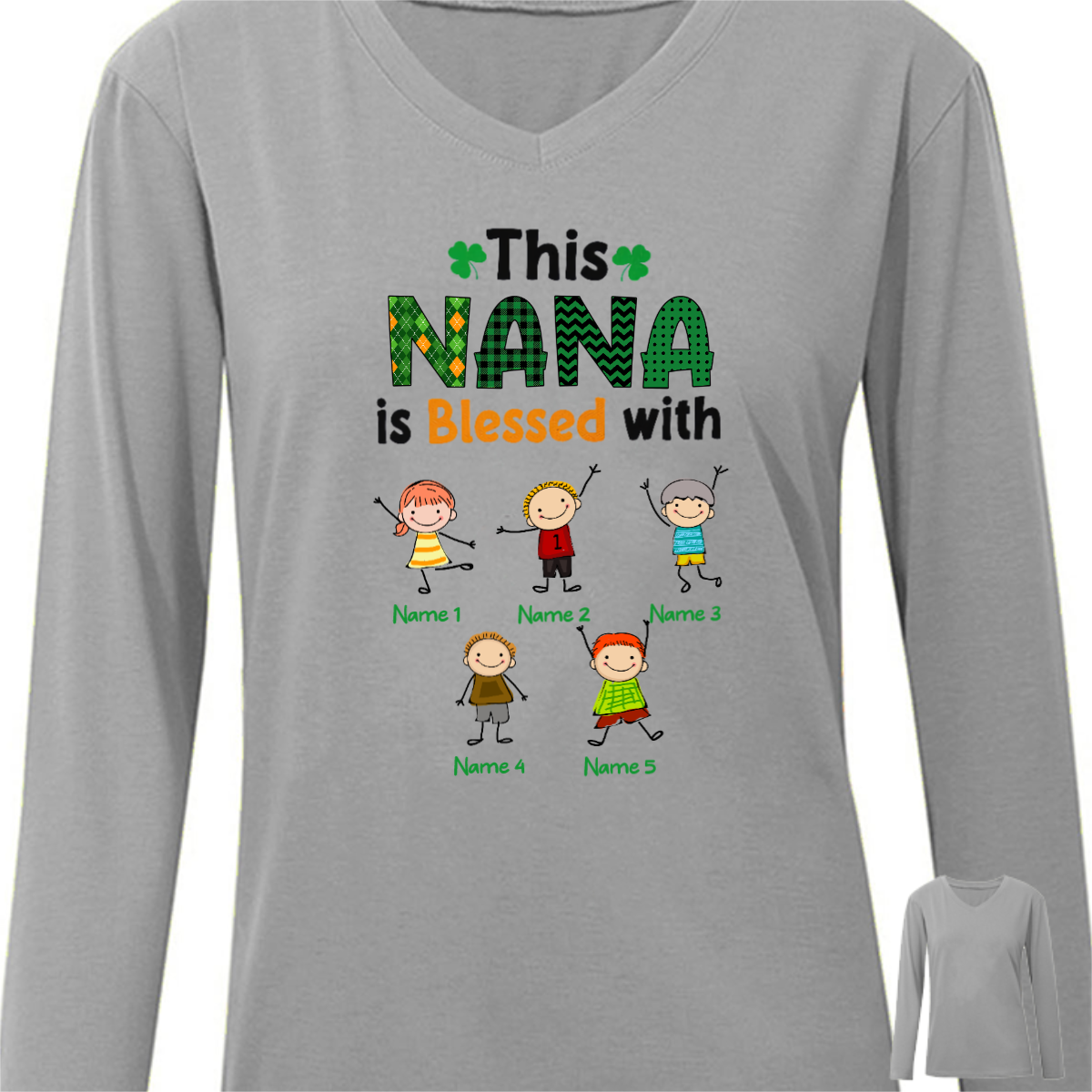Personalized Grandma Irish St Patrick's Day  Long Sleeve Shirt