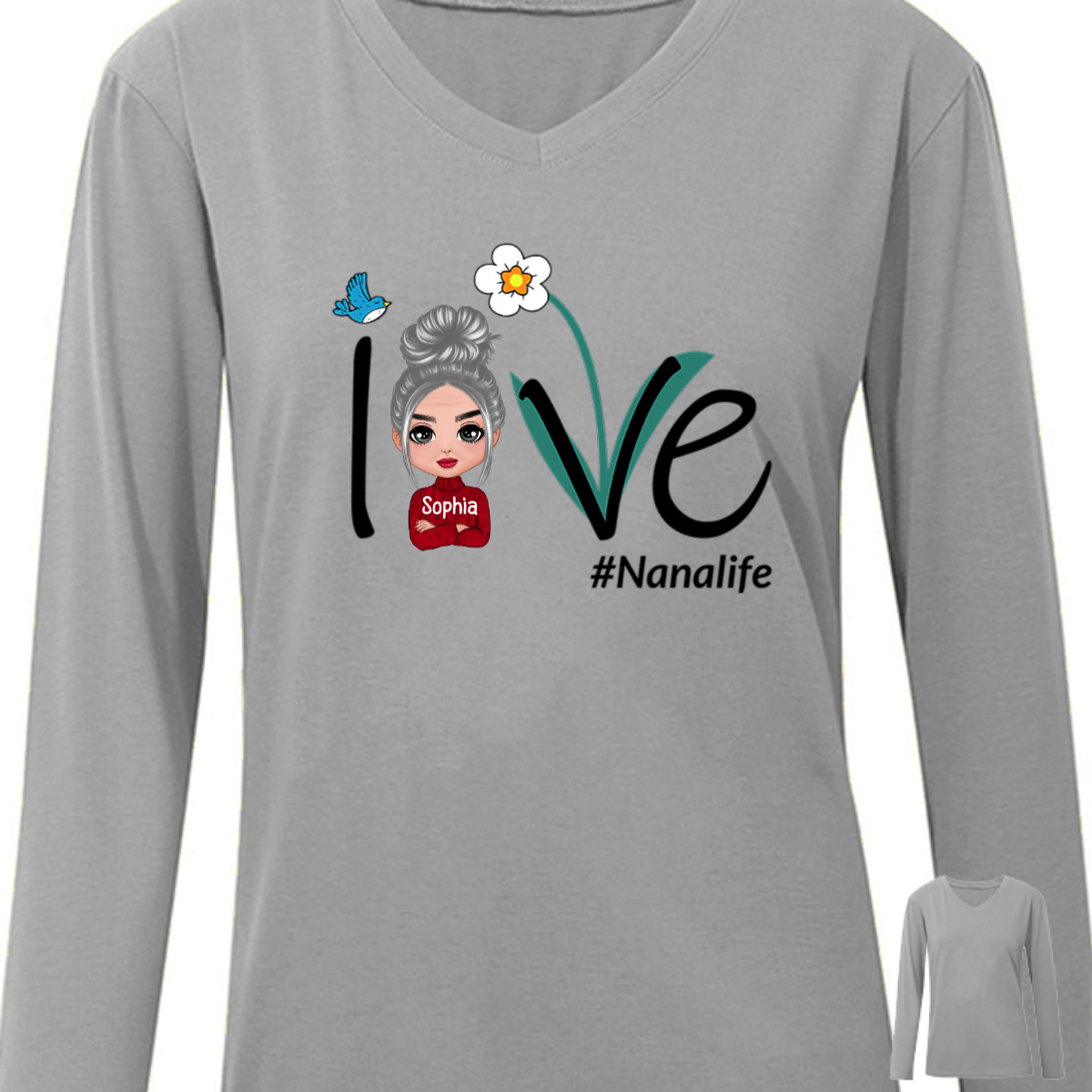 Love Grandma Life Doll Grandma Personalized Long Sleeve Shirt