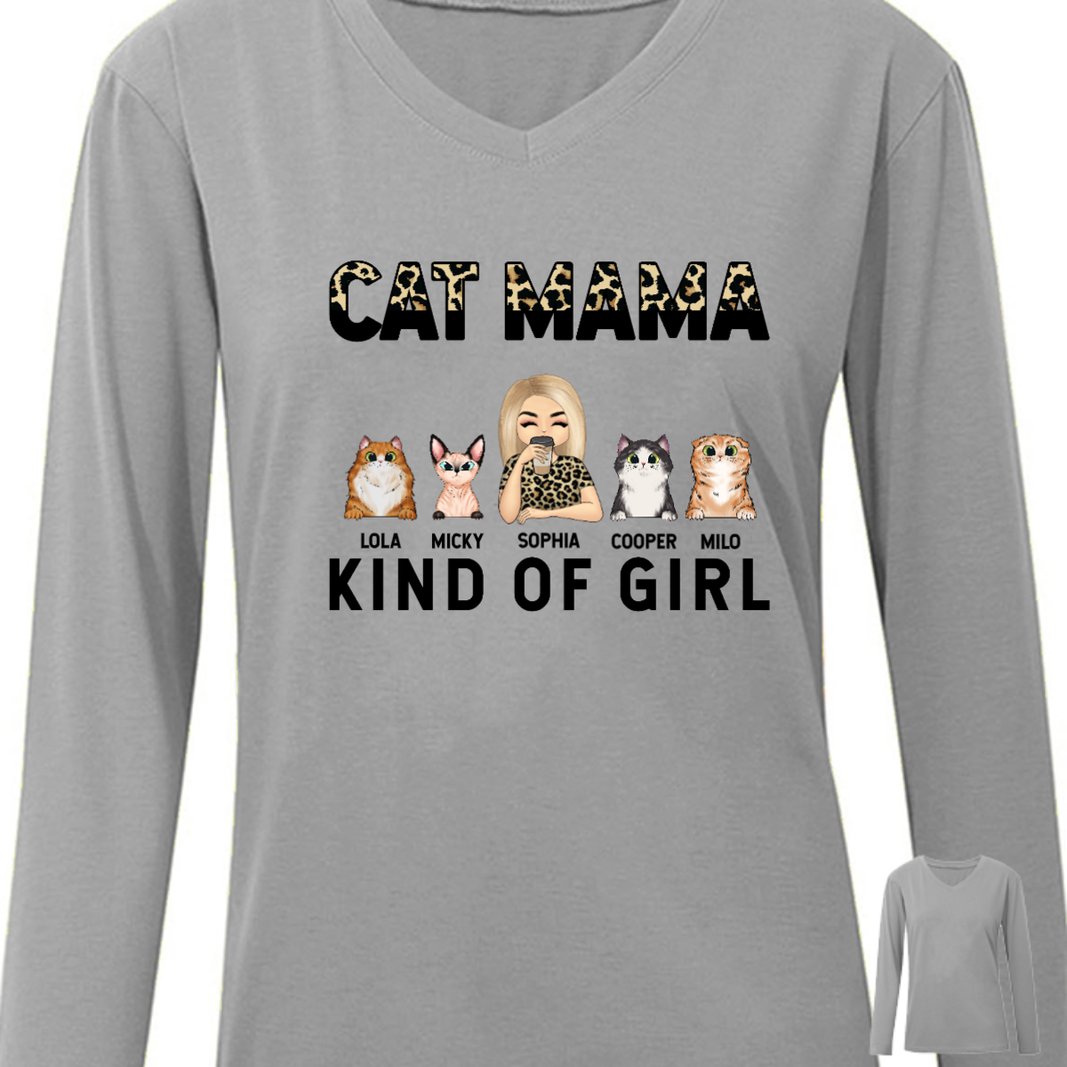 Cat Mama Kind Of Girl - Gift For Cat Lovers - Personalized Custom Long Sleeve Shirt