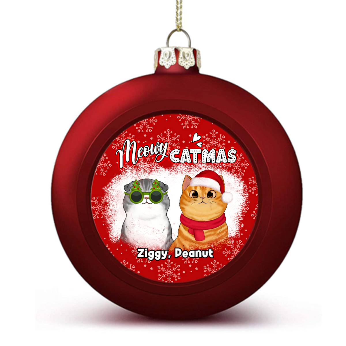 Bleached Fluffy Cats Christmas Personalized Ball Ornaments