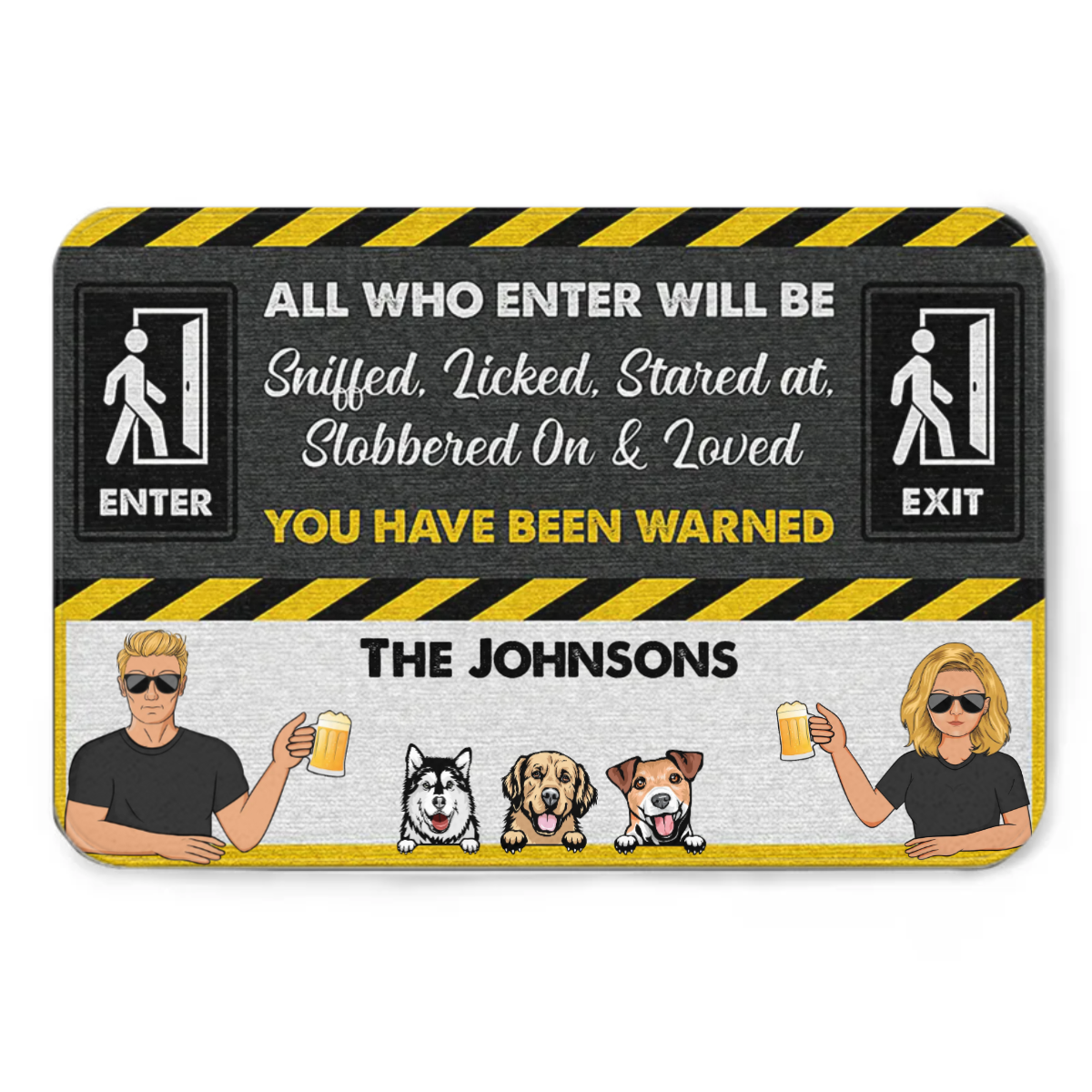All Who Enter - Gift For Couples With Dog - Personalized Custom Doormat