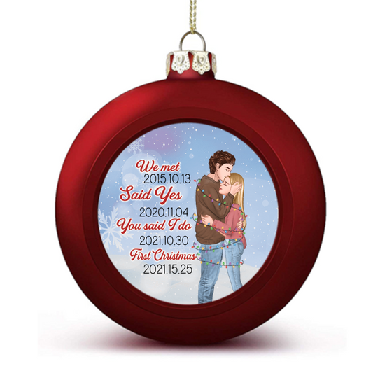 Couple Important Dates Ball Ornaments