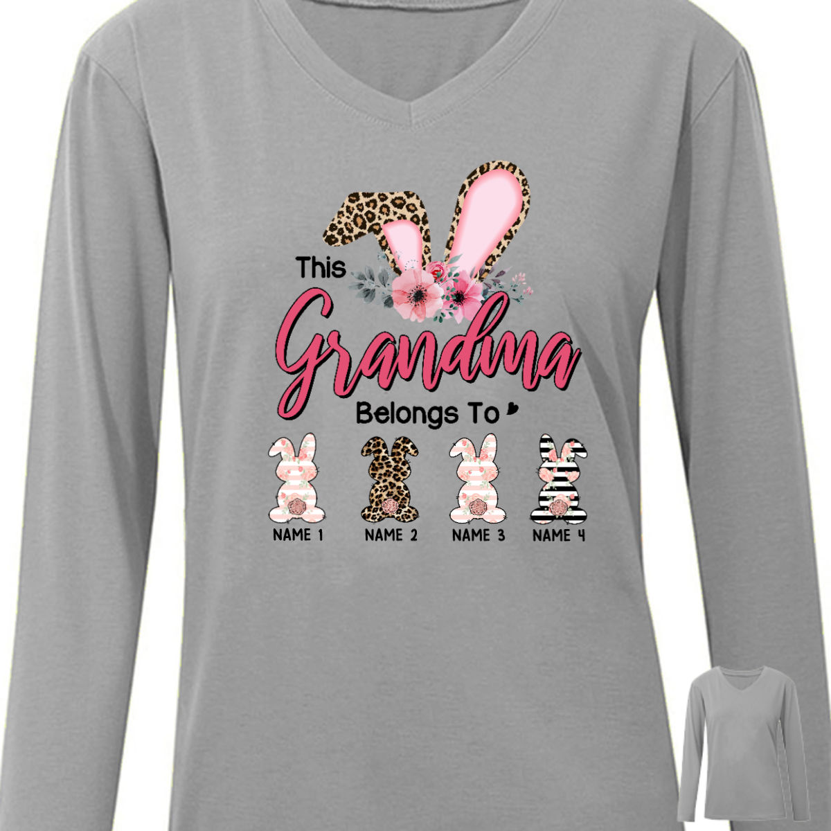 Personalized Easter Mom Grandma Bunny Long Sleeve Shirt