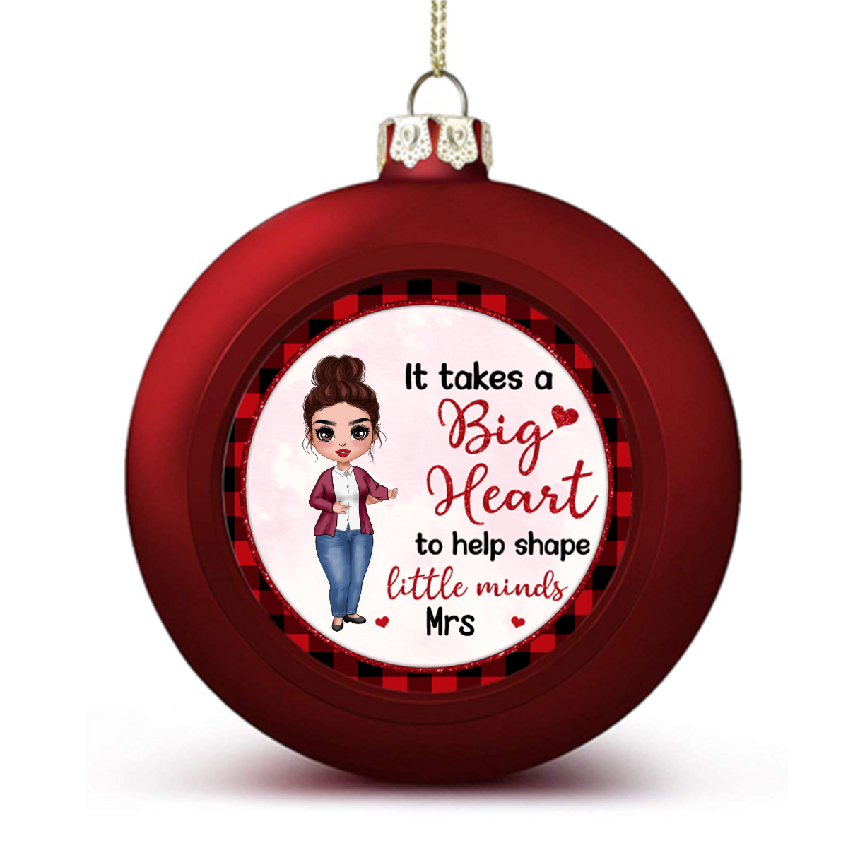 Big Heart Shape Little Minds Teacher  Ball Ornaments