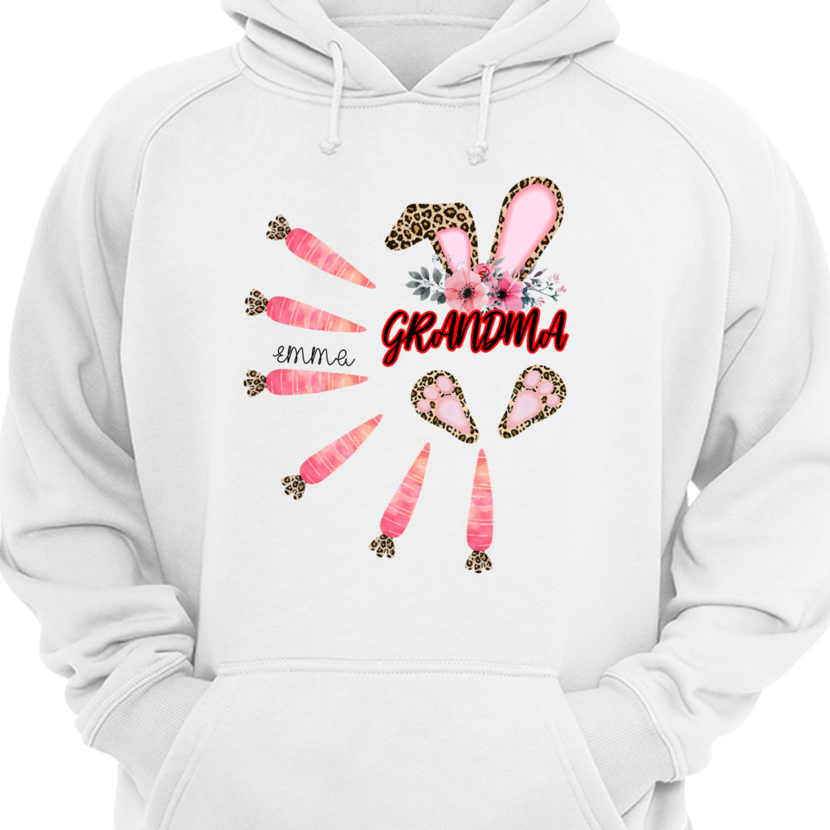 Personalized Mom Grandma Easter Bunny Hoodie Sweatshirt